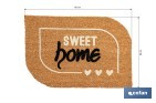 Felpudo de fibra de coco para interior con base antideslizante | Diseño Sweet Home | Medidas: 40 x 60 cm - Cofan