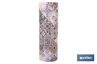 Rollo de alfombra vinílica semirrígida de impresión digital: Azulejos geométricos de colores | Resistente para suelos interiores y exteriores cubiertos - Cofan