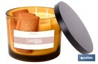 Vela aromática Cookie de 3 mechas | Cera de soja | Aroma a canela napolitana | Vaso de vidrio ámbar decorativo | Duración de combustión: 35 horas - Cofan