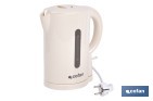 Hervidor eléctrico de agua beige | Capacidad: 1 Litro | Potencia: 1080 W | Hervidor compacto con controlador Strix | Ideal para cocinas y oficinas - Cofan