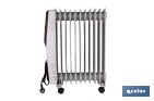 Radiador de aceite 2500 W | Color: blanco | Con 11 elementos y termostato regulable | Seguridad antiincendios y Control antivuelco - Cofan