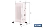Radiador de aceite con termostato y ventilador | 1500 W + 400 W | 7 elementos | 3 niveles de potencia | Color blanco - Cofan