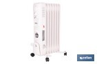 Radiador de aceite con termostato y ventilador | 1500 W + 400 W | 7 elementos | 3 niveles de potencia | Color blanco - Cofan