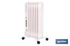 Radiador de aceite con termostato y ventilador | 1500 W + 400 W | 7 elementos | 3 niveles de potencia | Color blanco - Cofan