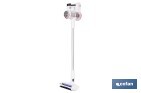 ASPIRADORA ELÉCTRICA SIN CABLE | POTENCIA DE SUCCIÓN: 180 AW | POTENCIA CICLÓNICA: 32 KPA | INCLUYE SOPORTE A LA PARED | 4 VELOCIDADES | FILTRO HEPA LAVABLE | BATERÍA DE LITIO 25,9 V | COLOR: BLANCO