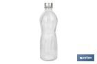 Botella de vidrio transparente con tapón de acero inoxidable | Capacidad: 1 litro - Cofan