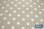 Nappe antitache | Couleur beige avec une conception en motifs de pois blancs | Matériaux : vinyle et polyester | Imperméable | Facile à nettoyer | Disponible en différentes dimensions - Cofan