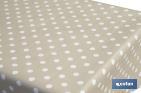 Nappe antitache | Couleur beige avec une conception en motifs de pois blancs | Matériaux : vinyle et polyester | Imperméable | Facile à nettoyer | Disponible en différentes dimensions - Cofan