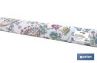 Rollo de hule estampado jardín floral | Materiales: PVC y tela no tejida de polipropileno | Fácil limpieza | Medidas 1,40 x 25 m - Cofan