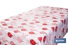 ROLLO DE MANTEL RESINADO ANTIMANCHAS CON BOLAS DE NAVIDAD | MATERIALES: 75 % ALGODÓN Y 25 % POLIÉSTER | DISEÑO NAVIDEÑO, FÁCIL DE LIMPIAR