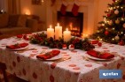 Rollo de mantel resinado antimanchas con bolas de Navidad | Materiales: 75 % algodón y 25 % poliéster | Diseño navideño, fácil de limpiar - Cofan