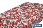 ROLLO DE MANTEL RESINADO ANTIMANCHAS CON ADORNOS Y RAMAS DE ABETO | MATERIALES: 75 % ALGODÓN Y 25 % POLIÉSTER | DISEÑO NAVIDEÑO, FÁCIL DE LIMPIAR
