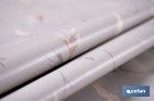 Rollo de hule estampado botánico con ramas doradas | Materiales: polipropileno y PVC | Gran resistencia a líquidos y manchas | Fácil limpieza | Medidas 1,40 x 20 m - Cofan
