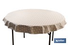 Mantel antimanchas resinado diseño topos lino | Materiales: 50 % algodón y 50 % poliéster | Fácil de limpiar | Mantel redondo de 1,40 m - Cofan