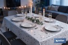Rollo de hule para mesa con estampado navideño | Diseño de Estrellas Plateadas - Cofan