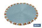 Sous-plats ronds avec des franges de couleurs | Couleur : bleu | Sets de table individuels | Pack de 6 unités | Diamètre : 38 cm - Cofan