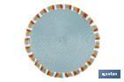 Sous-plats ronds avec des franges de couleurs | Couleur : bleu | Sets de table individuels | Pack de 6 unités | Diamètre : 38 cm - Cofan
