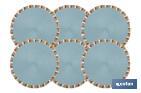 Sous-plats ronds avec des franges de couleurs | Couleur : bleu | Sets de table individuels | Pack de 6 unités | Diamètre : 38 cm - Cofan