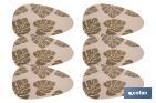 Sous-plat triangulaire avec des motifs de feuilles | Pack de 6 sets de table individuels | Couleur : marron | Matériau : PVC | Dimensions : 45 x 36 cm - Cofan