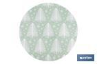 BAJOPLATOS REDONDOS DE NAVIDAD | DISEÑO CON ÁRBOLES DE NAVIDAD | PACKS DE 6 SALVAMANTELES INDIVIDUALES | DIÁMETRO: 38 CM | COLOR: VERDE Y BLANCO