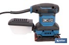 Lijadora orbital eléctrica 200 W 14 000 rpm, aspiración de polvo | Base de velcro con 8 agujeros | Ideal para madera, plástico y superficies lacadas - Cofan