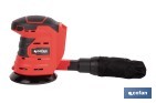 Lijadora orbital a batería | Velocidad de 10.000 rpm | Almohadilla de Ø125 mm con sistema de fijación por velcro | Disponible con y sin batería y cargador - Cofan