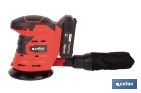 Lijadora orbital a batería | Velocidad de 10.000 rpm | Almohadilla de Ø125 mm con sistema de fijación por velcro | Disponible con y sin batería y cargador - Cofan