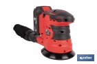 Lijadora orbital a batería | Velocidad de 10.000 rpm | Almohadilla de Ø125 mm con sistema de fijación por velcro | Disponible con y sin batería y cargador - Cofan
