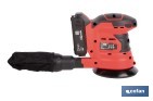 Lijadora orbital a batería | Velocidad de 10.000 rpm | Almohadilla de Ø125 mm con sistema de fijación por velcro | Disponible con y sin batería y cargador - Cofan