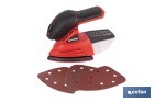 Lijadora Mouse a batería 20 V | Base de 10 x 14 cm | 11.000 rpm | Incluye caja de polvo y 3 hojas de lija | Disponible con y sin batería y cargador - Cofan