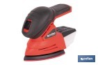 Lijadora Mouse a batería 20 V | Base de 10 x 14 cm | 11.000 rpm | Incluye caja de polvo y 3 hojas de lija | Disponible con y sin batería y cargador - Cofan