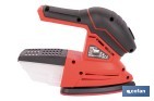 Lijadora Mouse a batería 20 V | Base de 10 x 14 cm | 11.000 rpm | Incluye caja de polvo y 3 hojas de lija | Disponible con y sin batería y cargador - Cofan