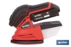 Lijadora Mouse a batería 20 V | Base de 10 x 14 cm | 11.000 rpm | Incluye caja de polvo y 3 hojas de lija | Disponible con y sin batería y cargador - Cofan