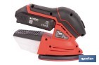 Lijadora Mouse a batería 20 V | Base de 10 x 14 cm | 11.000 rpm | Incluye caja de polvo y 3 hojas de lija | Disponible con y sin batería y cargador - Cofan