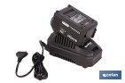 Pack de cargador 20 V 4.5 A + Batería 20 V 4.0 Ah Li-Ion | Compatible con sistema 1 for All | Protección contra sobrecarga y larga duración - Cofan