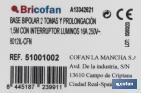 Base múltiple de dos tomas | Incluye conmutador luminoso de encendido | Cable de 1,5 metros de longitud - Cofan