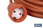 Prolongador de cable bipolar IP 44 | Con toma de tierra lateral | Cable de 10 y 25 metros color naranja - Cofan