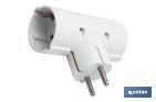 Two-way grounded Schuko socket adapter with 2 poles | White | 16A - 250V - Cofan