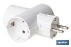 Three-way grounded Schuko socket adapter with 2 poles | White | 16A - 250V - Cofan