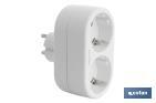 Two-way front Schuko socket adapter | White | 16A - 250V - Cofan