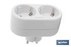 Adattatore Schuko frontale doppio | Colore: bianco | 16 A - 250 V - Cofan