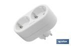 Adaptador doble Frontal Schuko | Color Blanco | 16 A - 250 V - Cofan