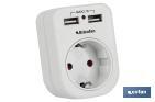 2-pin plug adapter | Single socket | It includes 2 USB ports - Cofan