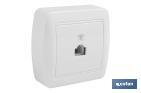 BASE PARA TELEFONE RJ11 DE SUPERFICIE | MODELO ATLANTIS | COR BRANCO | 10 A - 250 V