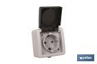 BASE ENCHUFE CON TAPA IP44 | PARA EXTERIORES | 16 A - 250 V | COLOR GRIS