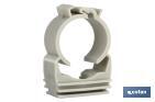 Multipurpose Pipe Clamp | White | Size from 12 to 50mm | Guide & closing | Polypropylene - Cofan