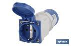 Plug-socket industrial adapter | Ingress Protection: 44 | Schuko plug-socket 2P + G | 16A - Cofan