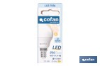 Bombillas LED esférica E14 con rosca fina. Con 6,5 W y 806 lúmenes | Ahorro de energía y larga duración 15.000 h de vida | Disponibles en 2 temperaturas de color - Cofan