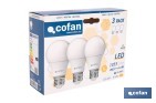 Pack de 3 bombillas LED classic E27 de luz neutra 4000K Potencia 9,5 W y 1055 lúmenes | Ahorro de energía y larga duración 15.000 h de vida - Cofan