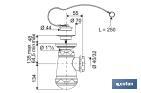 Sifão de garrafa | Com saída de Ø40 mm | Com Racor 1 "1/2 x 70 | Válvula para lavatório e bidé | Fabricado em Polipropileno - Cofan